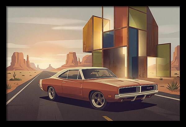 Classic Muscle Car In The Desert