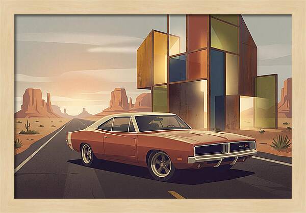 Classic Muscle Car In The Desert