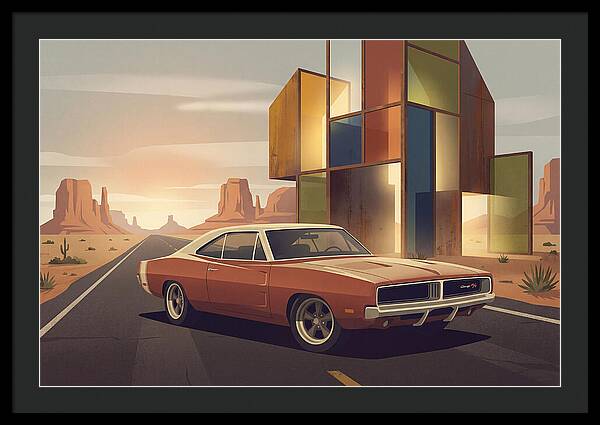 Classic Muscle Car In The Desert