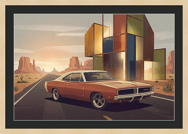 Classic Muscle Car In The Desert
