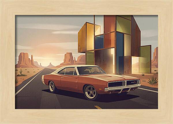 Classic Muscle Car In The Desert