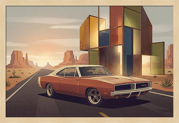 Classic Muscle Car In The Desert