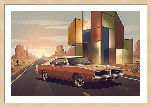 Classic Muscle Car In The Desert