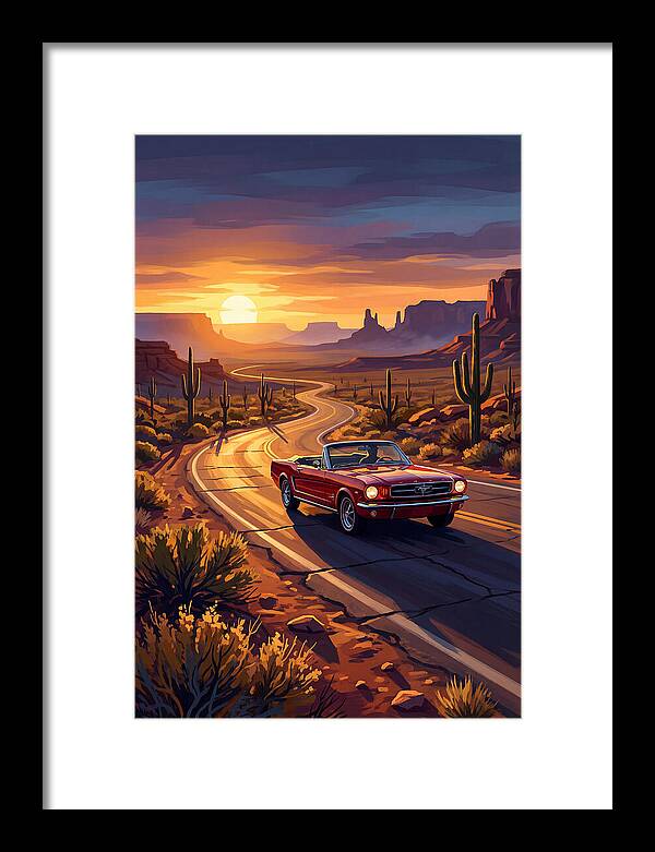 Classic Mustang Convertible At Sunset