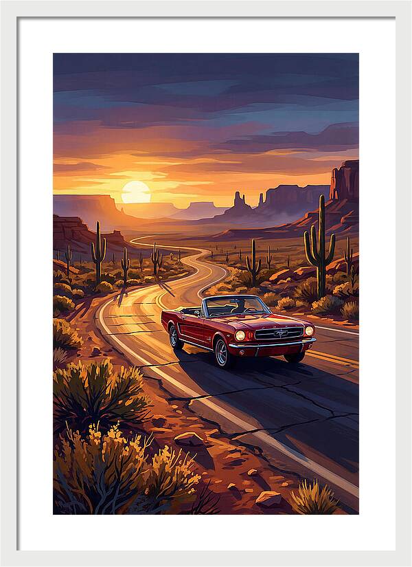 Classic Mustang Convertible At Sunset