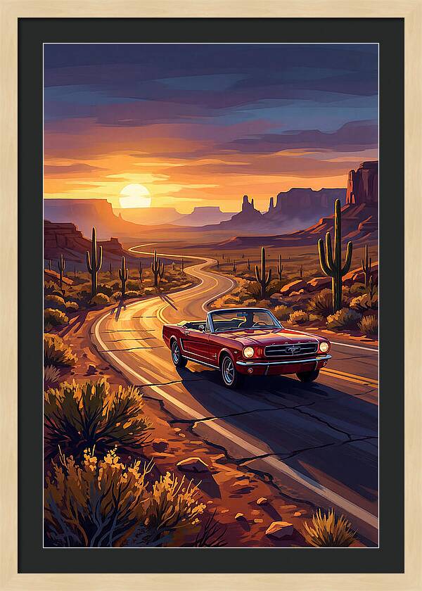 Classic Mustang Convertible At Sunset