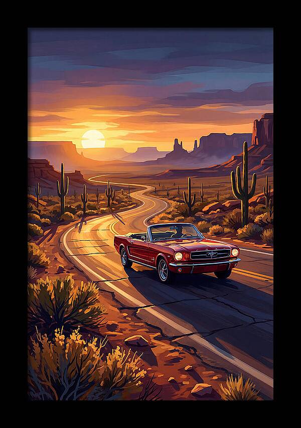 Classic Mustang Convertible At Sunset