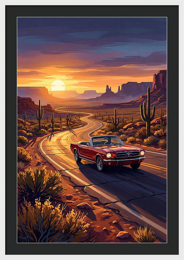 Classic Mustang Convertible At Sunset