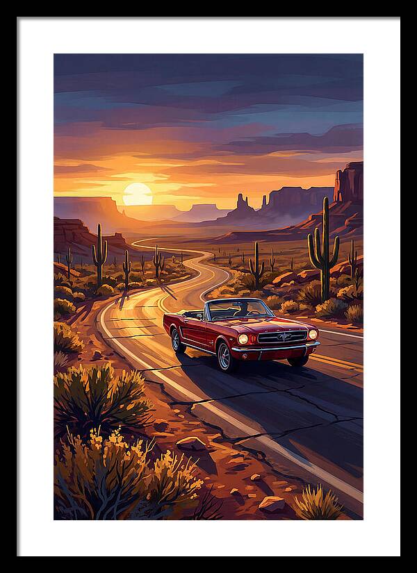Classic Mustang Convertible At Sunset
