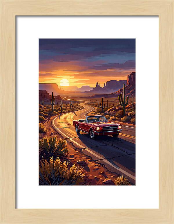Classic Mustang Convertible At Sunset