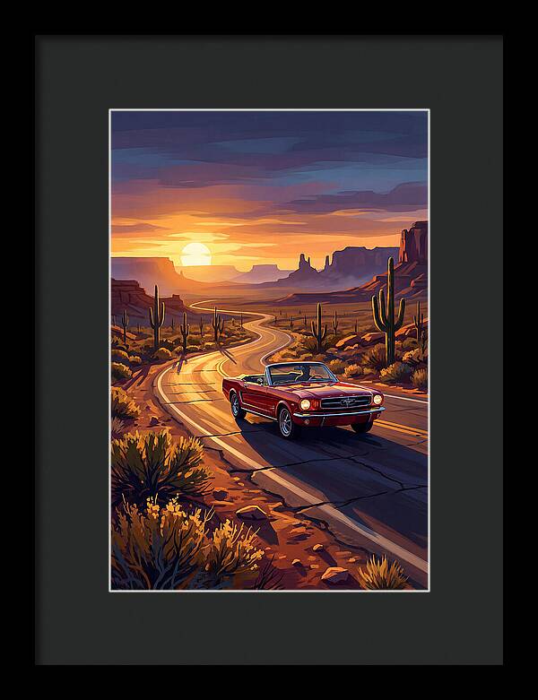 Classic Mustang Convertible At Sunset