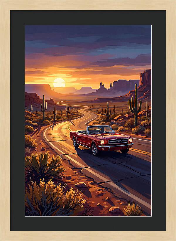 Classic Mustang Convertible At Sunset
