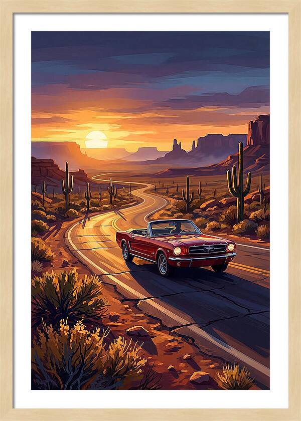 Classic Mustang Convertible At Sunset