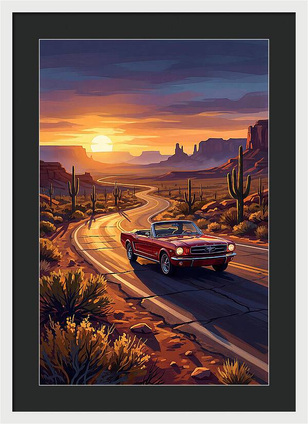 Classic Mustang Convertible At Sunset
