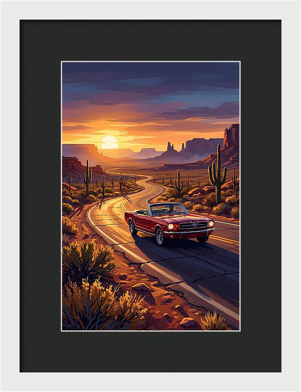 Classic Mustang Convertible At Sunset