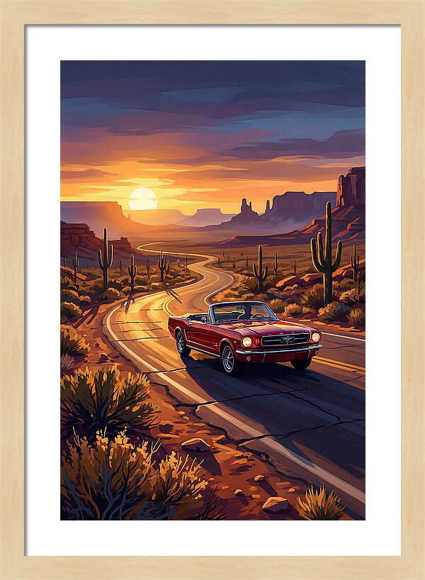 Classic Mustang Convertible At Sunset