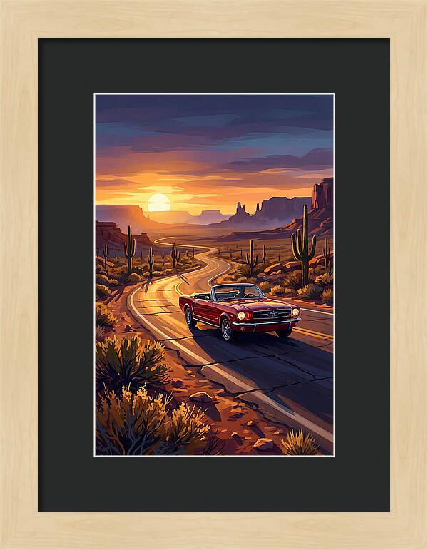 Classic Mustang Convertible At Sunset