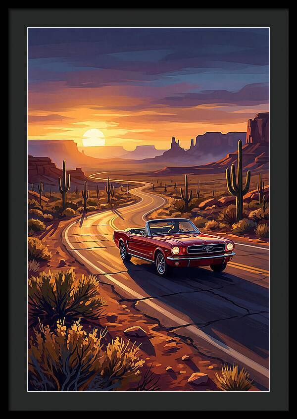 Classic Mustang Convertible At Sunset