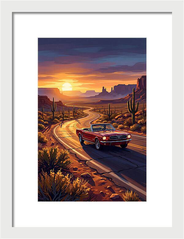 Classic Mustang Convertible At Sunset