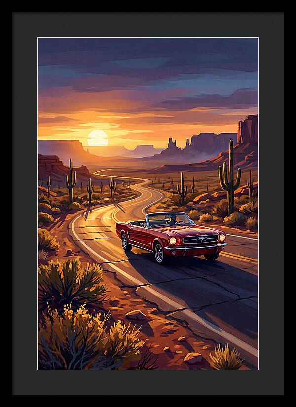 Classic Mustang Convertible At Sunset