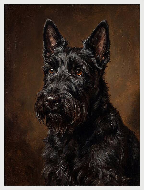 Classic Oil Portrait Scottish Terrier