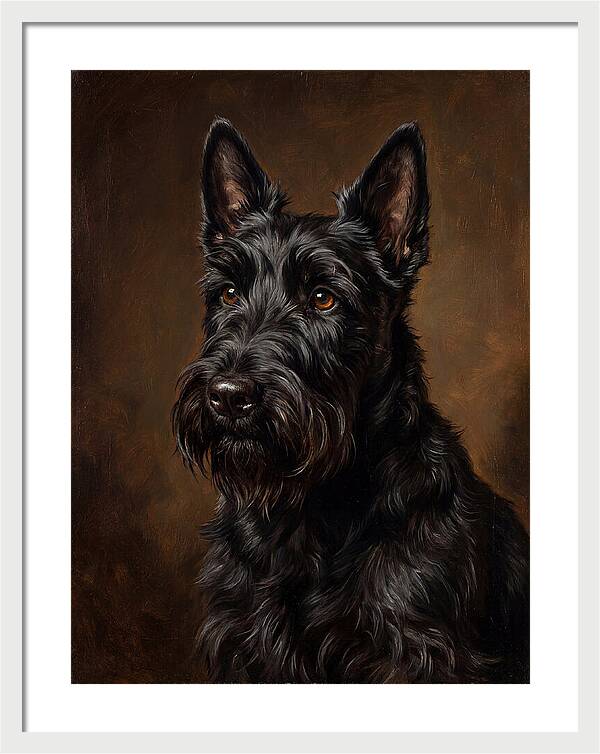Classic Oil Portrait Scottish Terrier