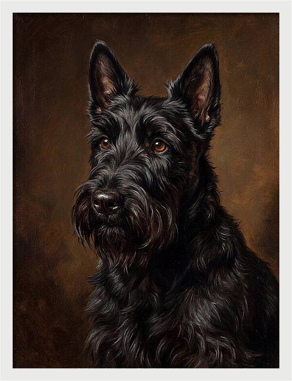 Classic Oil Portrait Scottish Terrier