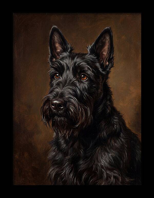 Classic Oil Portrait Scottish Terrier