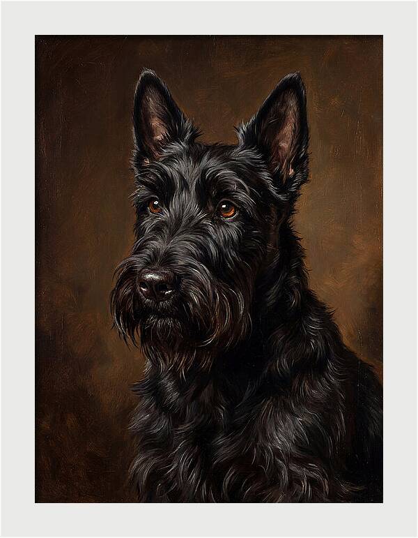 Classic Oil Portrait Scottish Terrier