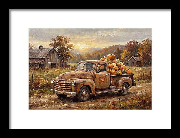 Classic Pickup Truck With Pumpkins
