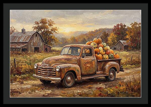 Classic Pickup Truck With Pumpkins