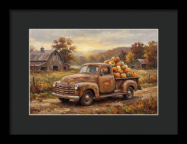 Classic Pickup Truck With Pumpkins