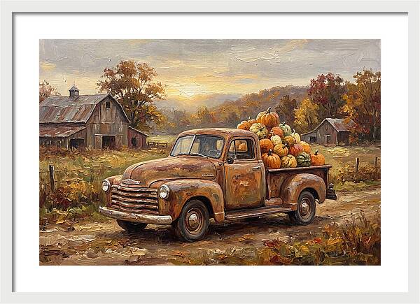 Classic Pickup Truck With Pumpkins