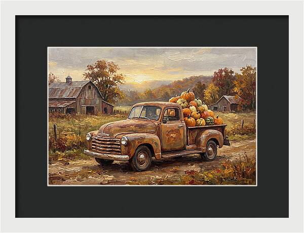 Classic Pickup Truck With Pumpkins