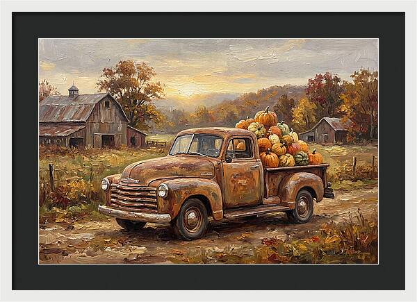Classic Pickup Truck With Pumpkins