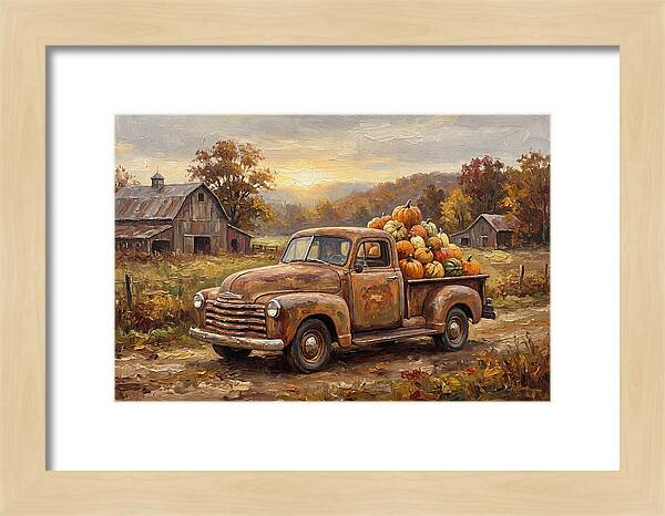 Classic Pickup Truck With Pumpkins