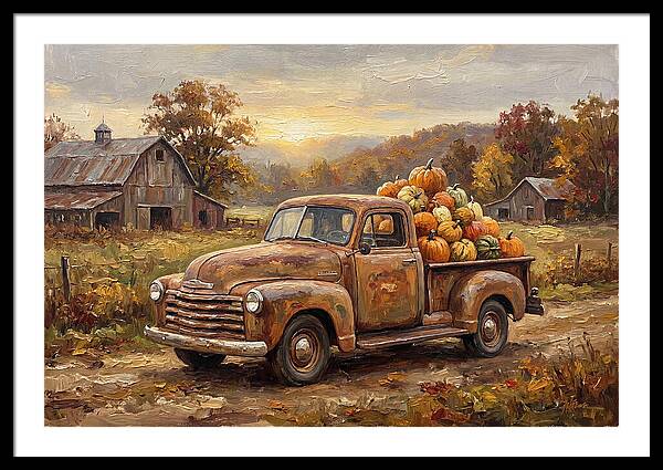 Classic Pickup Truck With Pumpkins