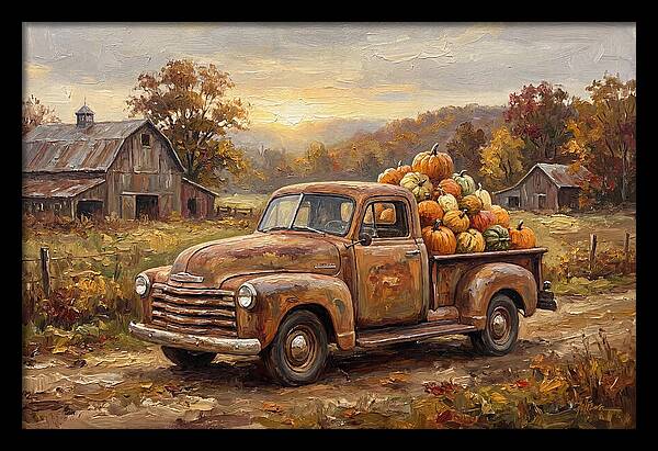 Classic Pickup Truck With Pumpkins