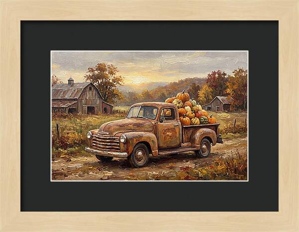 Classic Pickup Truck With Pumpkins