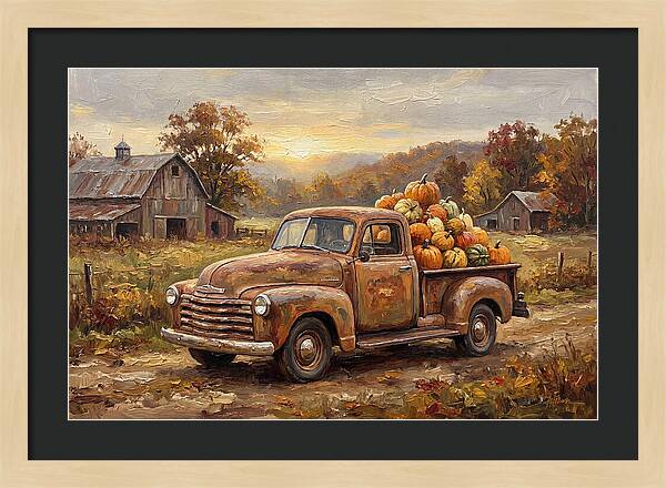 Classic Pickup Truck With Pumpkins