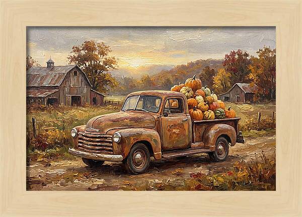 Classic Pickup Truck With Pumpkins