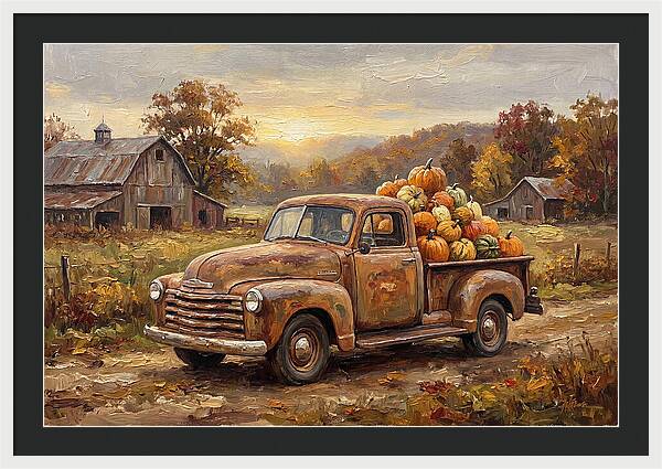 Classic Pickup Truck With Pumpkins