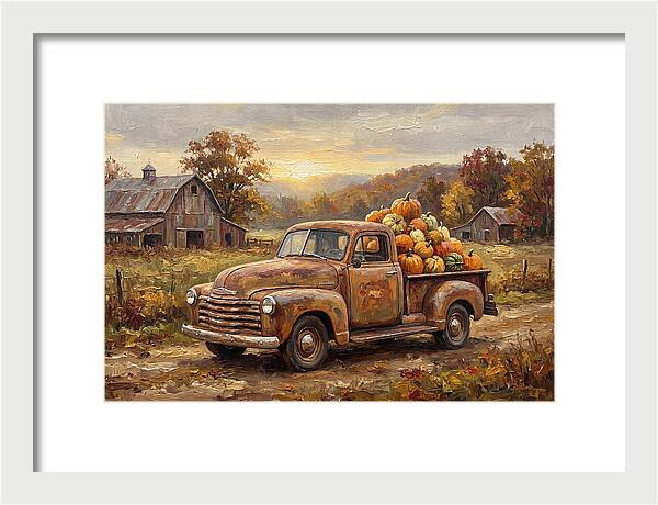 Classic Pickup Truck With Pumpkins
