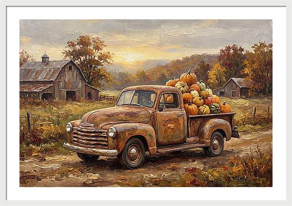 Classic Pickup Truck With Pumpkins