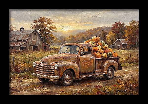 Classic Pickup Truck With Pumpkins