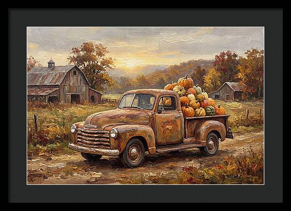 Classic Pickup Truck With Pumpkins