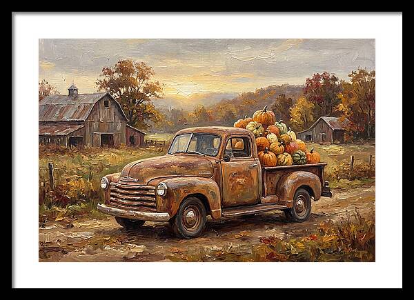 Classic Pickup Truck With Pumpkins