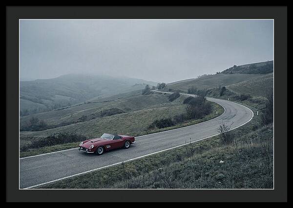 Classic Red Ferrari On Winding Road