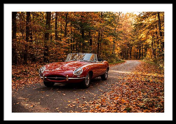 Classic Sports Car In Autumn Forest