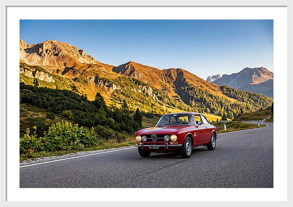 Classic Sports Car On Alpine Pass